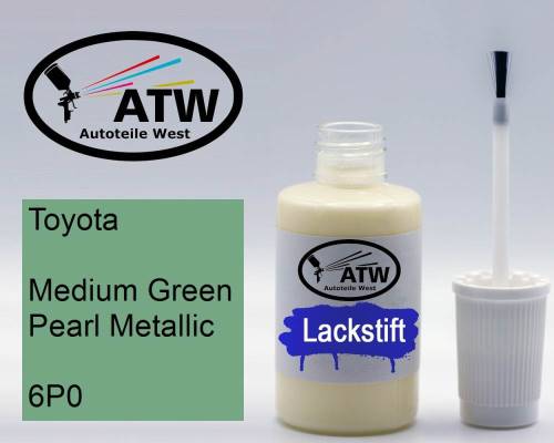 Toyota, Medium Green Pearl Metallic, 6P0: 20ml Lackstift, von ATW Autoteile West.